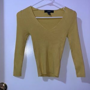 Forever 21 V-Neck Long Sleeve Mustard Yellow Tee.